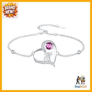 Sterling Silver Anklet Birthstone Charm Western Furry Cow Bracelet Minimal